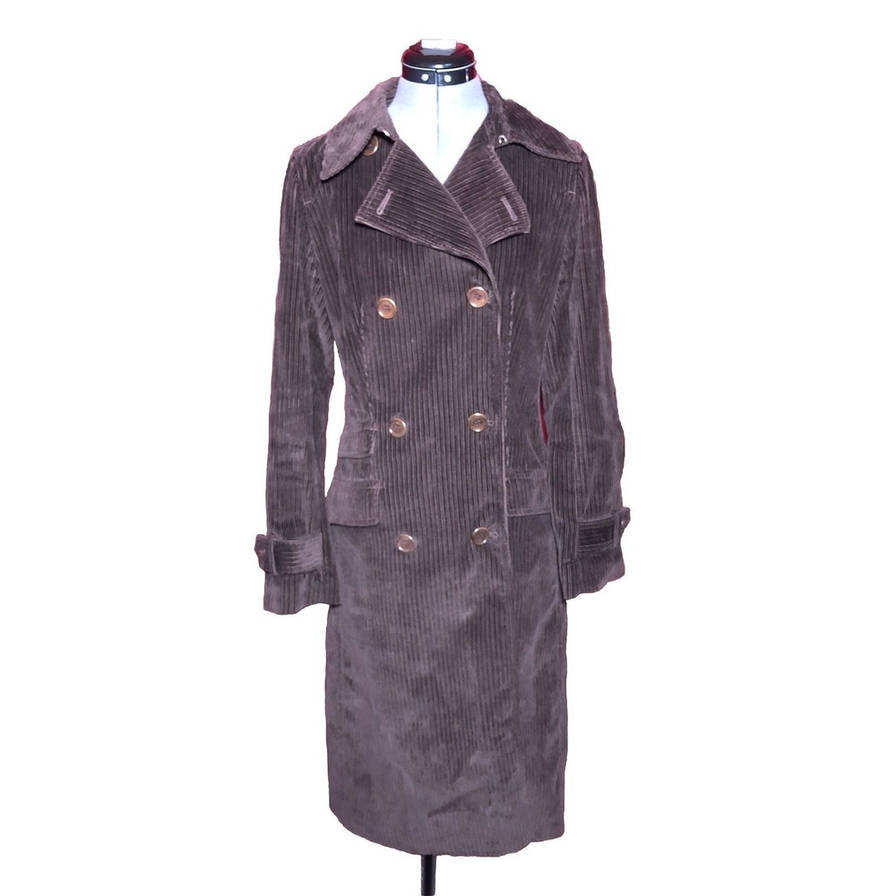J.Crew Brown Corduroy Double Breasted Trench Coat Women's S 100% Cotton